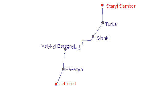 trasa: Staryj Sambor - Uzhorod